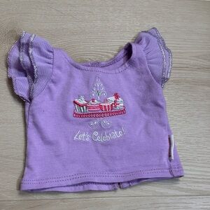 American girl birthday celebration Purple Ruffled  Doll  Top